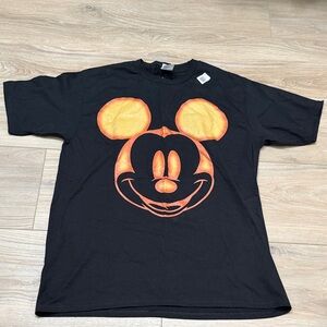 Black T-Shirt with Orange Mickey Mouse Design